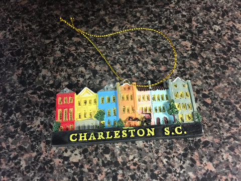 Charleston Rainbow Row Christmas Ornament